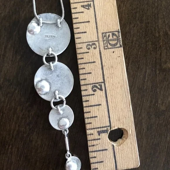 NWT Pilgrim Danish Design Enamel Necklace Silver Tone & Gold  Circle Pendant - Picture 6 of 13